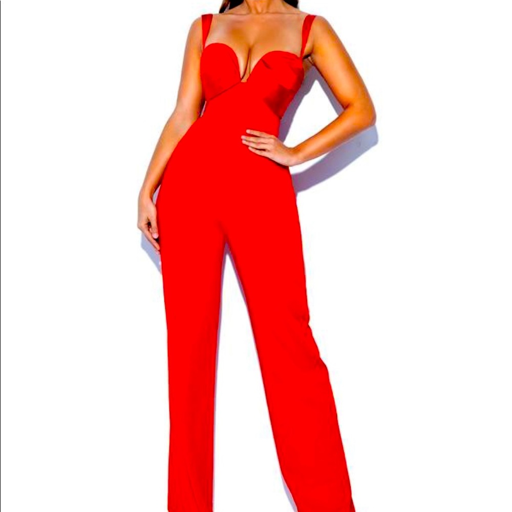 Red Satin Jumpsuit